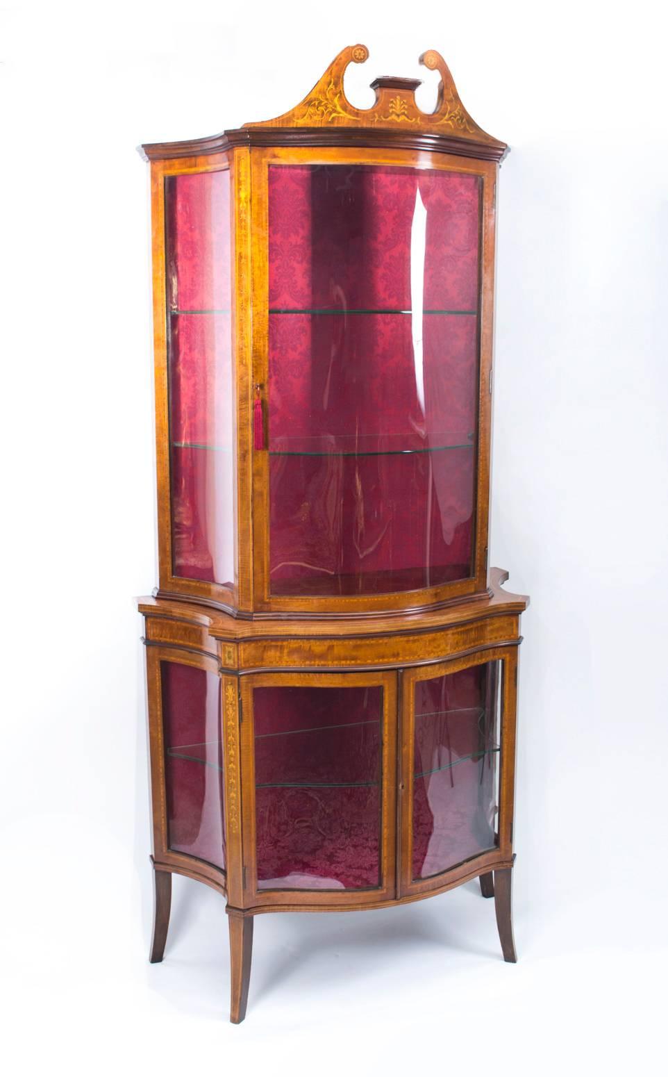 Antique Edwardian Inlaid Display Cabinet 19th Century 3