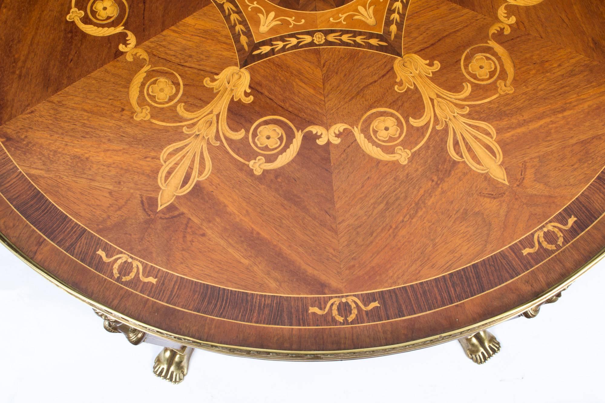 Late 20th Century Vintage French Empire Style Marquetry Coffee Table, circa 1970