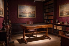 Antique Victorian Pollard Oak Writing Table Desk Manner of Gillows 19th Century