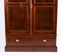 Antique English George IIII Revial Flame Mahogany Wardrobe C1880 19th Century