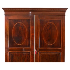 Antique English George IIII Revial Flame Mahogany Wardrobe C1880 19th Century