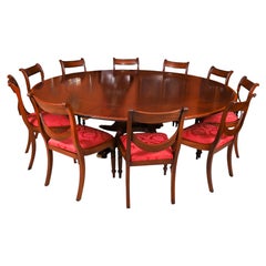 Vintage 7ft6" Diam William Tillman Jupe Dining Table & 10 Chairs 20th Century