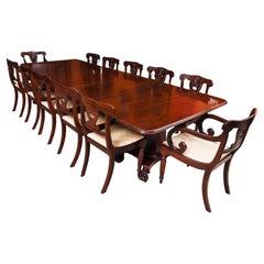 Antique George IV Regency Twin Pedestal Dining Table & 12 chairs 19th Century