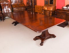 Antique George IV Regency Twin Pedestal Dining Table & 12 chairs 19th Century