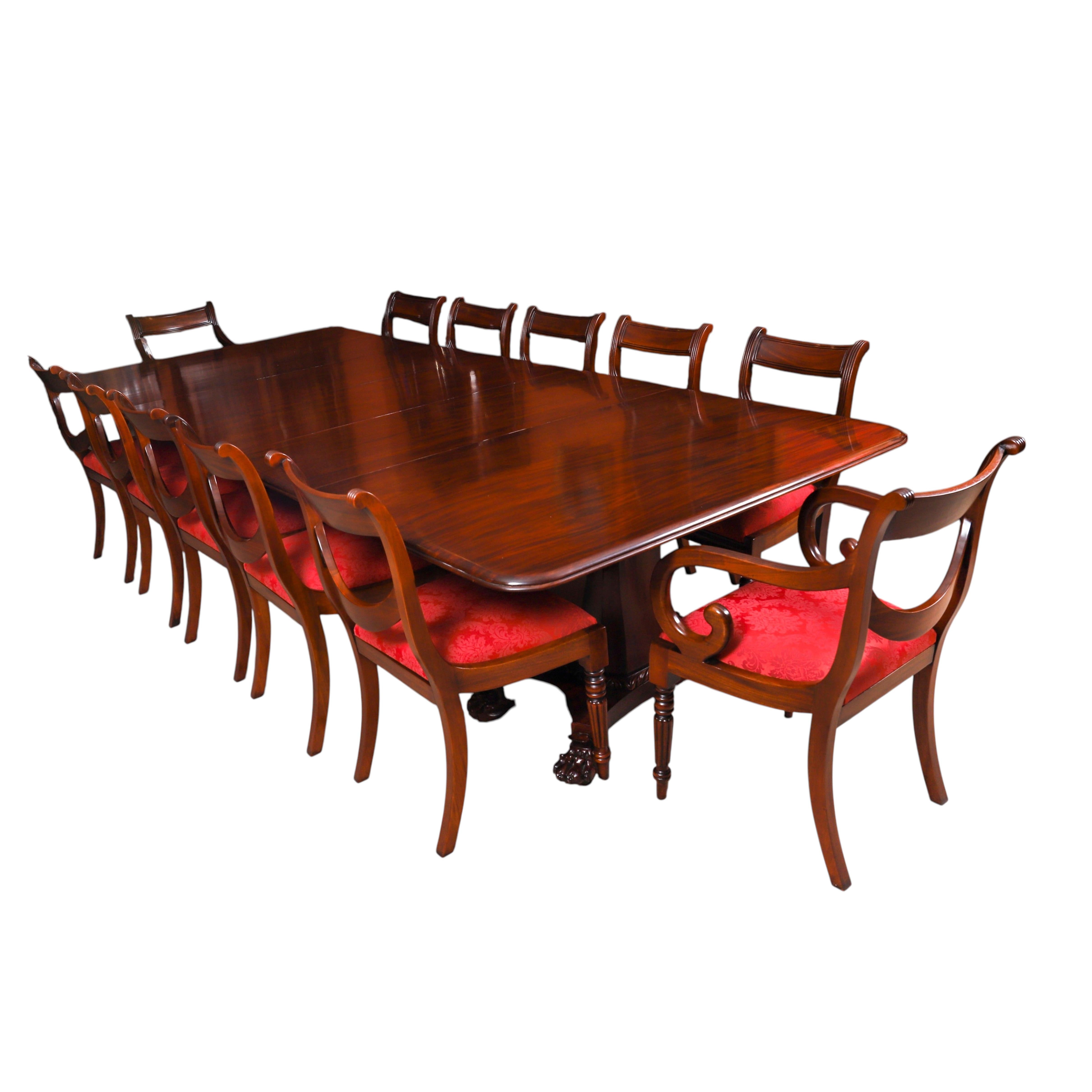 Antique George IV Regency Dining Table 19th Century & 12 chairs 20th Century For Sale