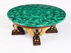 Antique Malachite and Walnut Patinated Ebonised Giltwood Coffee Table 20th C