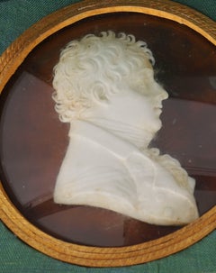 Antique Pair of Framed Grand Tour Wax Portrait Reliefs 19th Century