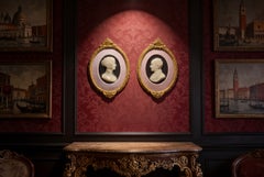 Antique Pair of Framed Wax Portrait Reliefs of Mr. and Mrs. Blaauw 19th Century