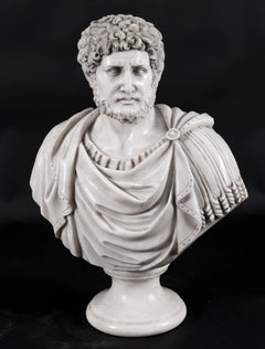 Vintage Italian Marble Bust of Roman Emperor Hadrian in His Early Years 20th C