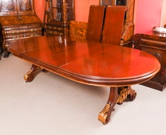 Antique Victorian Mahogany Twin Base Dining Table & 12 chairs 19th Century