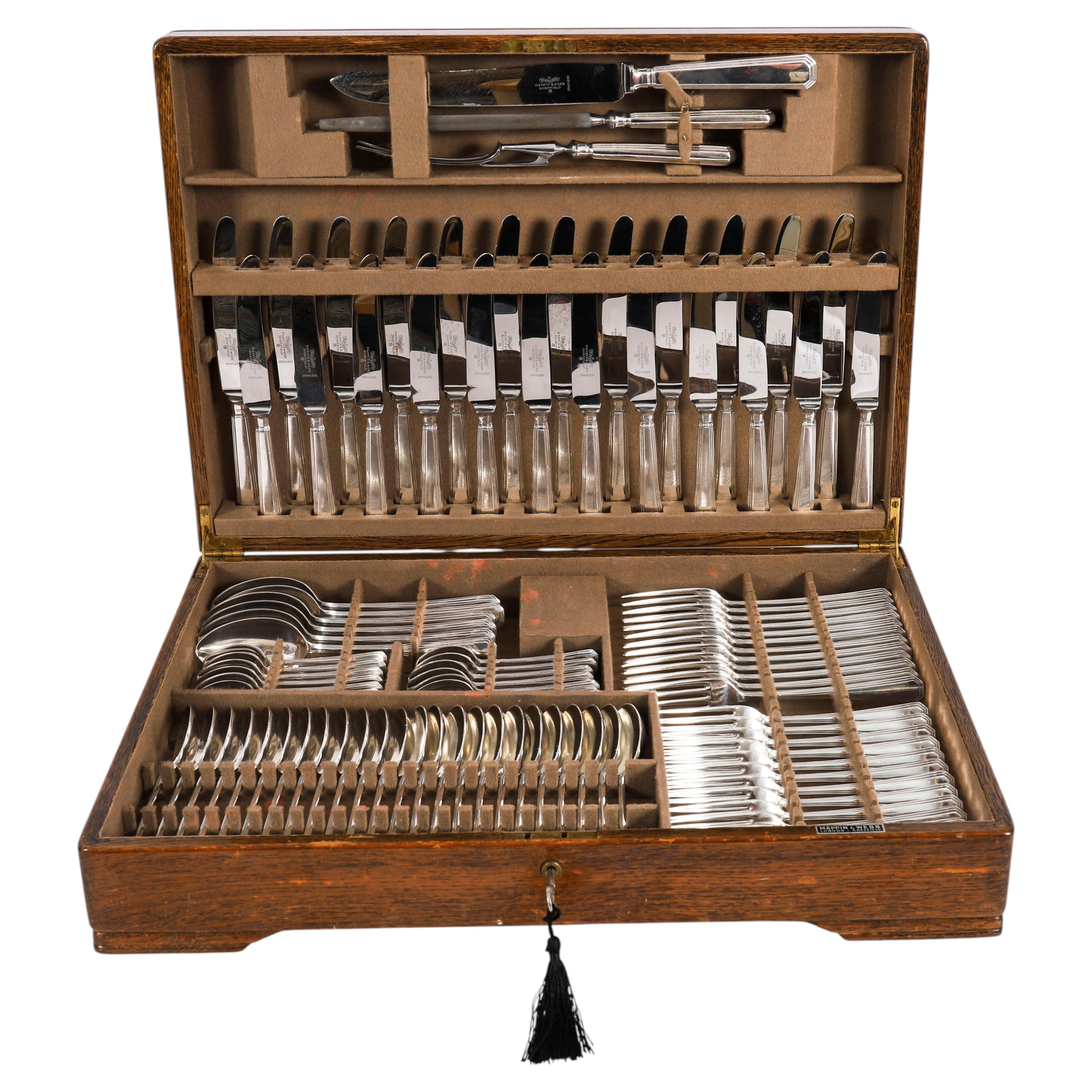 Vintage Canteen x 12 - Set di posate placcate argento, 93 pezzi, Mappin & Webb, XX secolo