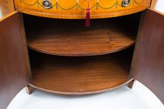 Vintage Pair of Painted Satinwood Half Moon Cabinets, 20th Century