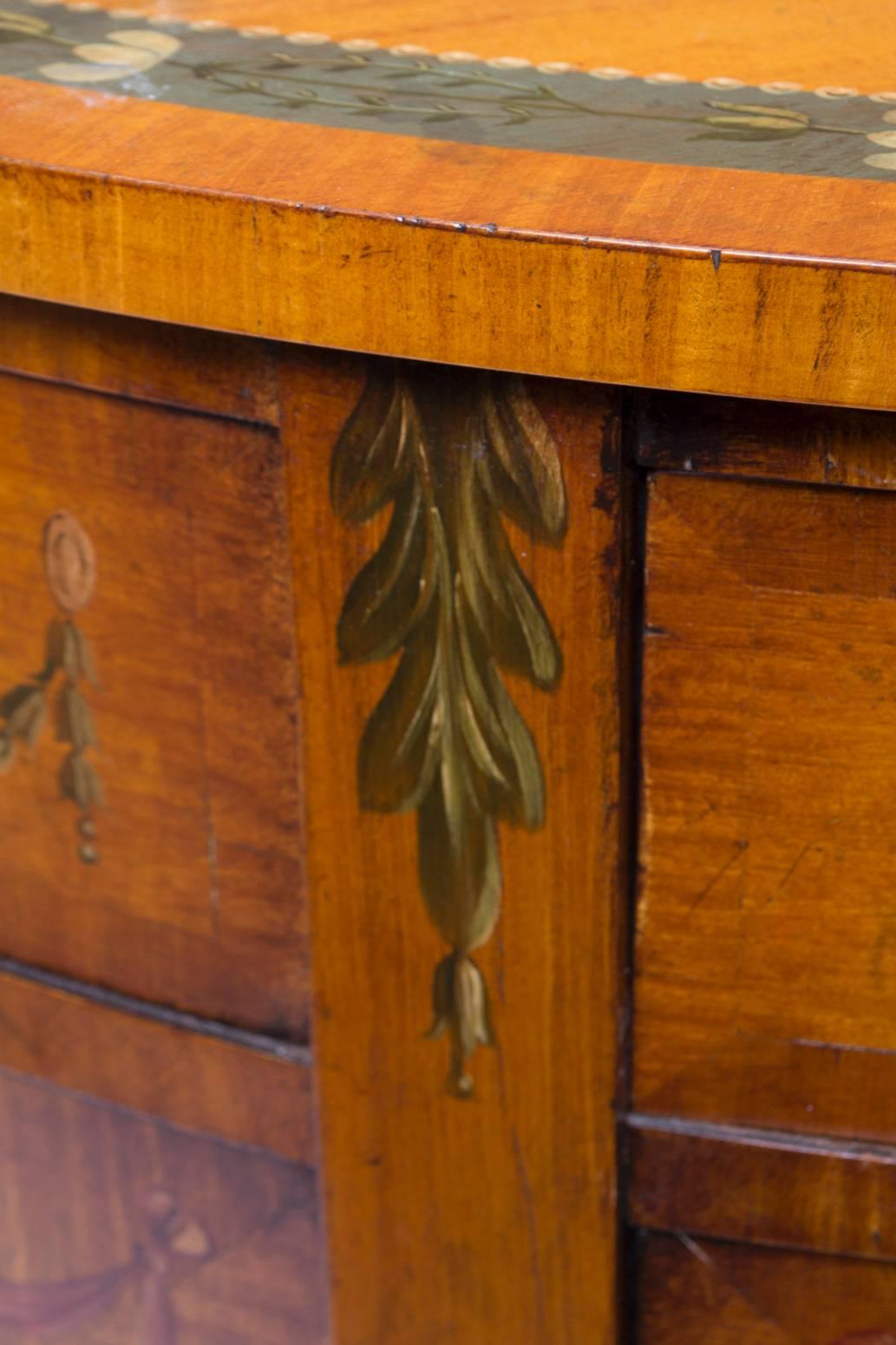 Vintage Pair of Painted Satinwood Half Moon Cabinets, 20th Century 3