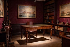 Antique 6ft 6 Drawer Partners Writing Library Table Desk 19th C 183x104cm