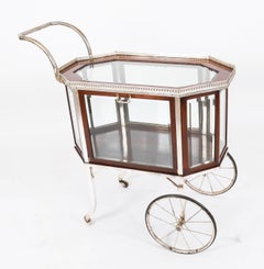 Antique French Art Deco Gilded Bar Cart / Serving Trolley Circa 1920 20th C