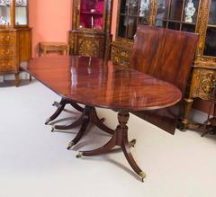 Antique Regency Three Pillar Dining Table, circa 1900