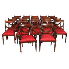 Set vintage di 22 sedie da pranzo con schienale a festoni Regency Revival 20° secolo
