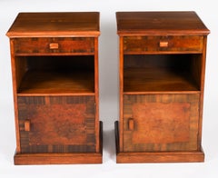 Pair Walnut ERII Sandringham Bedside Cabinets Dated 1954 With Royal Provenance