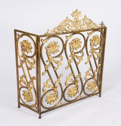 Antique French Louis XIV Revival Brass Fire Screen19th Century