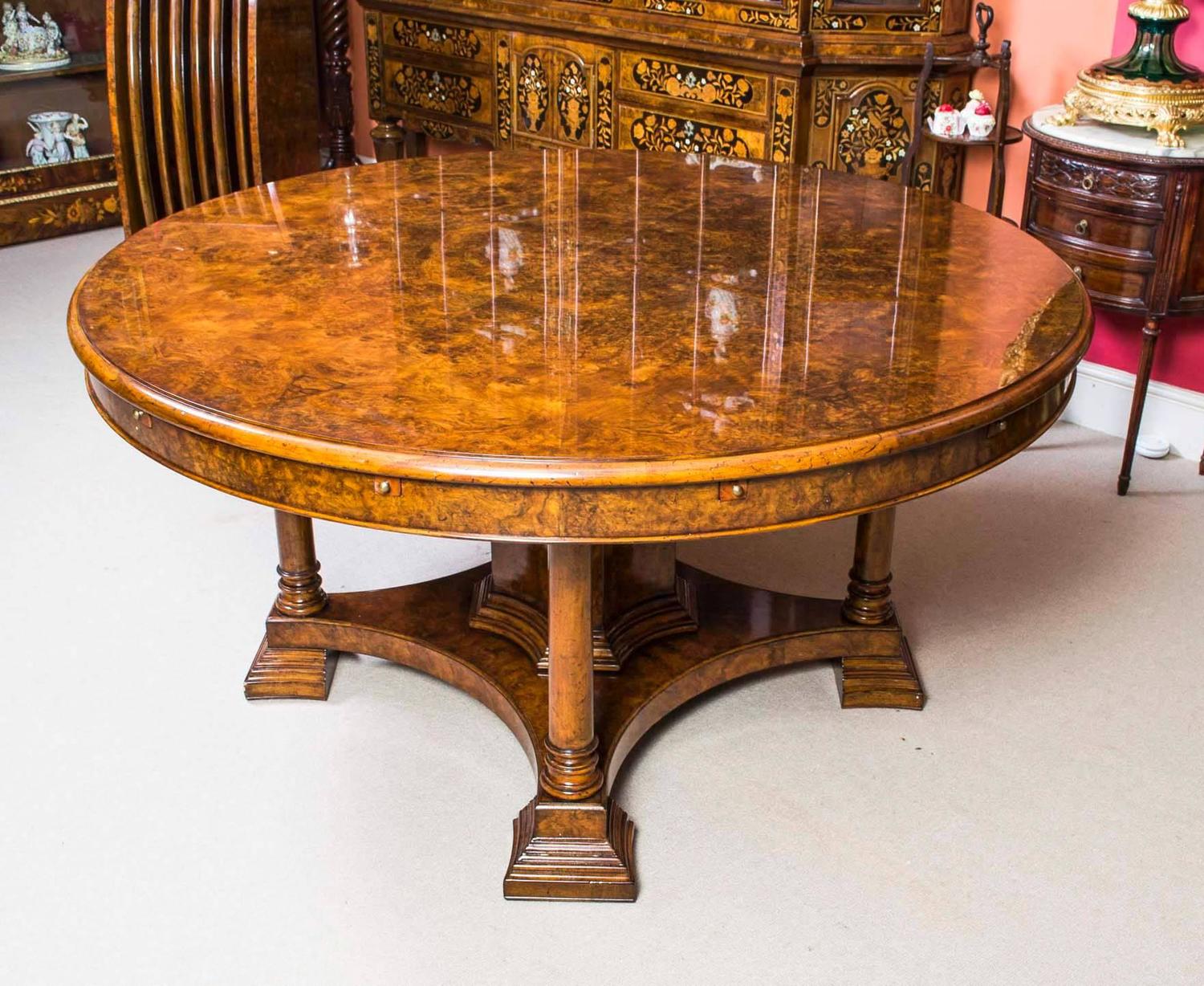 Stunning Burr Walnut Jupe Dining Table For Sale at 1stdibs
