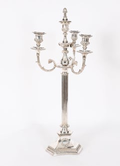 Antique Pair Large Silver Plated 4 Light Candelabra 19thC
