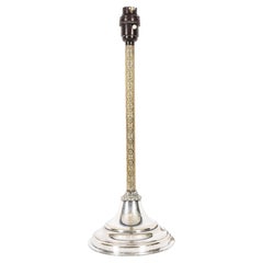 Antique Silver Plated Parcel Gilt Table Lamp by Mappin & Webb's 19th C