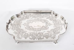 Antique Edwardian Silver Plated Gallery Tray by James Deakin 20th Century