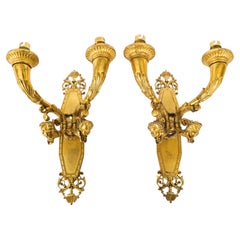Antique Pair of French Louis XIV Revival Branch Ormolu Wall Lights 19th Century