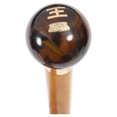 Canne ancienne avec pommeau en or 18 carats, Thomas Johnson, XIXe siècle