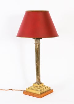 Antique Pair Brass Corinthian Column Table Lamp Lste 19th Century
