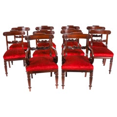 Antique set of 10 High Regency Flame Mahogany Dining Chairs 19th Century