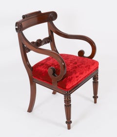 Antique set of 10 High Regency Flame Mahogany Dining Chairs 19th Century