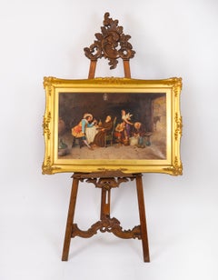Antique Rococo Revival Walnut Chevalet Artists Easel 19th Century