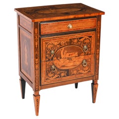 Antique Italian Maggiolini Walnut & Marquetry Commodino Cabinet 18th Century