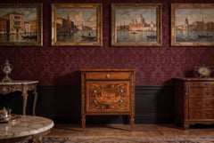 Antique Italian Maggiolini Walnut & Marquetry Commodino Cabinet 18th Century