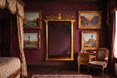 Antique French Burr Walnut Parcel Gilt Mirror 19th Century