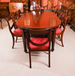Antique Oval Extending Dining Table 19th C & 8 Swagback Dining Chairs