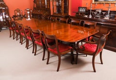 Tavolo da pranzo vintage a tre colonne, 12ft6" (382 cm), William Tillman, XX secolo