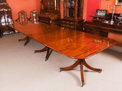 Vintage Triple Pillar Dining Table by William Tillman & 14 Chairs 20th Century