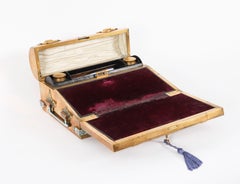 Ensemble de bureau d'appoint victorien ancien en bronze doré et émail, XIXe siècle