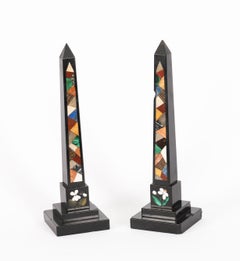 Antique Pair Grand Tour Ashford Specimen Marble Obelisks C.1890