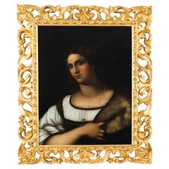 Antique Oil Painting of ‘La Fornarina’ after Sebastiano del Piombo Early 19th C