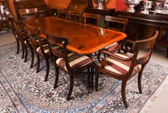 Vintage 8ft Crossbanded Twin Pillar Dining Table William Tillman 20° secolo
