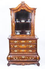 18th Century Dutch Marquetry Walnut Cabinet on Chest