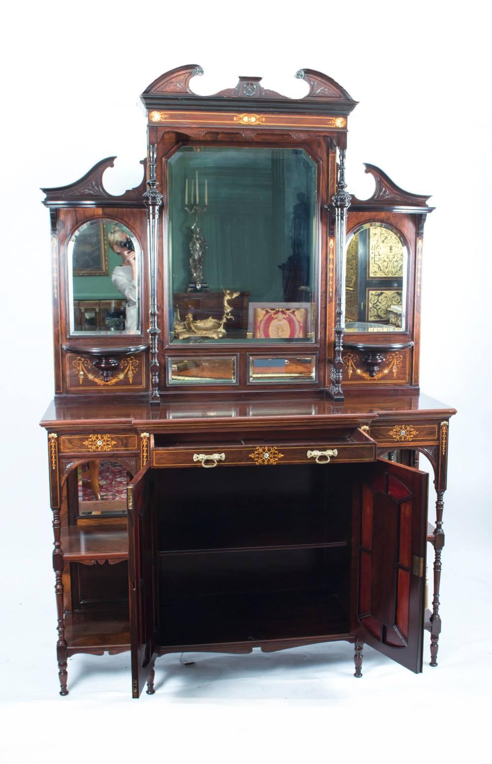Marquetry 19th Century Edwardian Inlaid Rosewood Cabinet