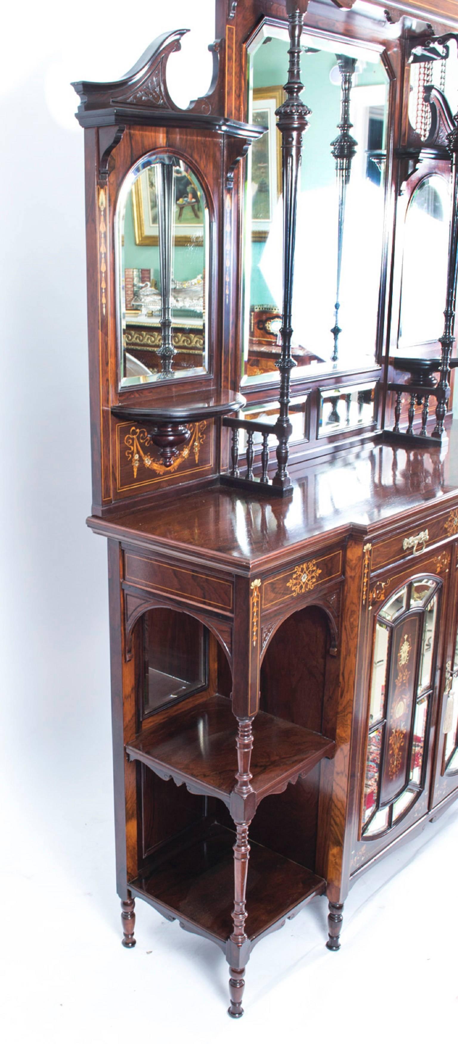 19th Century Edwardian Inlaid Rosewood Cabinet 3
