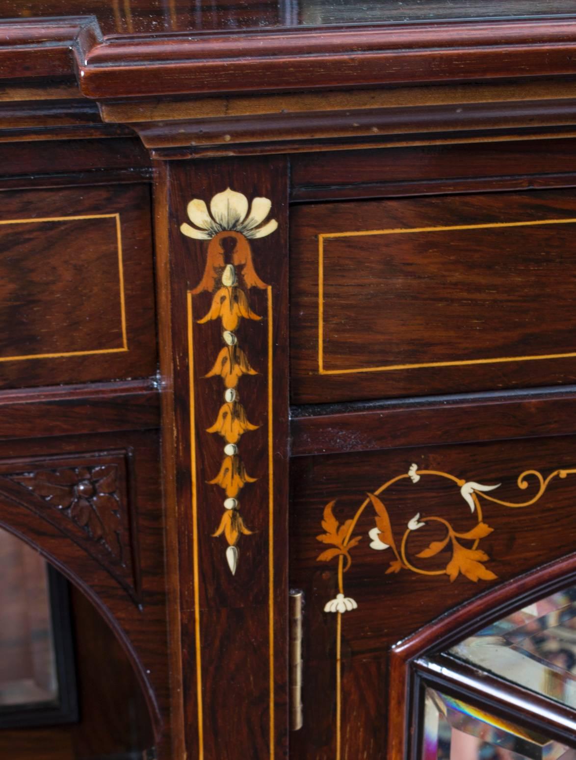 19th Century Edwardian Inlaid Rosewood Cabinet 2