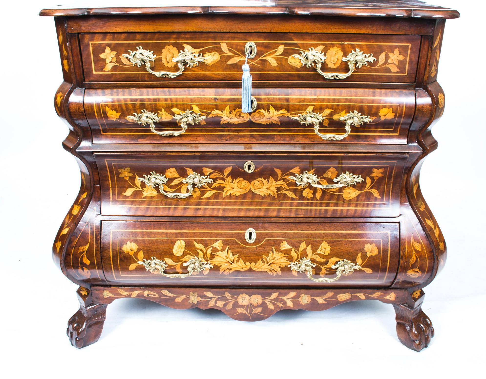 18th Century Dutch Marquetry Walnut Chest of Drawers In Excellent Condition In London, GB