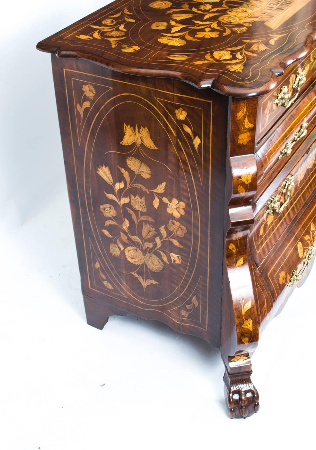 18th Century Dutch Marquetry Walnut Chest of Drawers 2