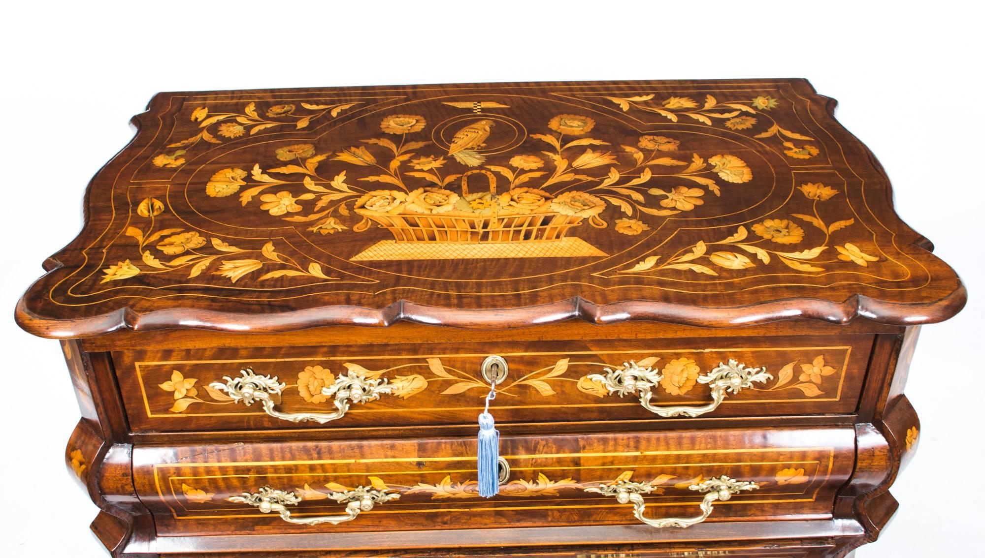 18th Century Dutch Marquetry Walnut Chest of Drawers 4